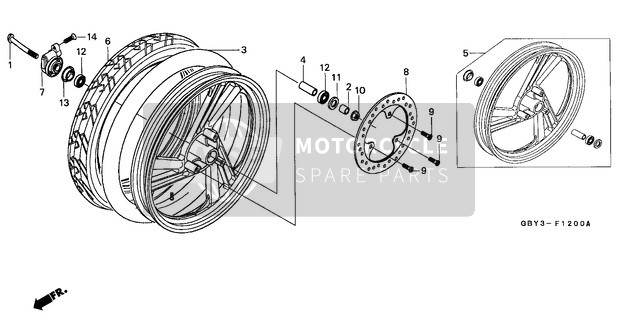 Honda SH50 2001 Front Wheel for a 2001 Honda SH50